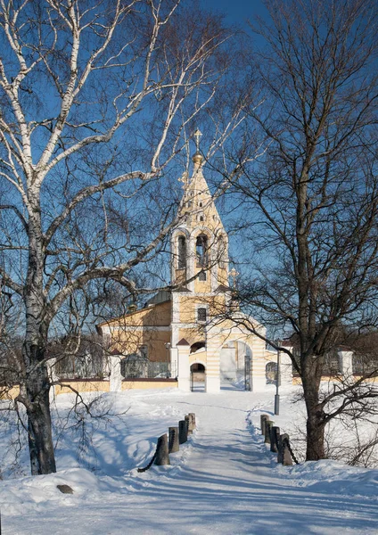 Russian orthodox church in the cold winter