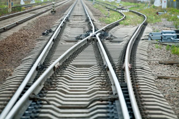 Demiryolu Okları Demiryolu Ögeleri Ile Kapanır — Stok fotoğraf