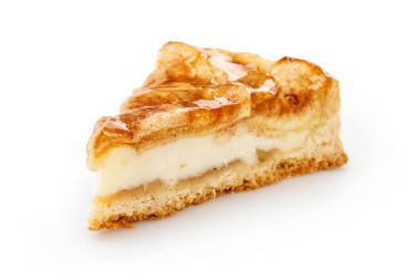Close up of a single slice of apple pie isolated on white clipart