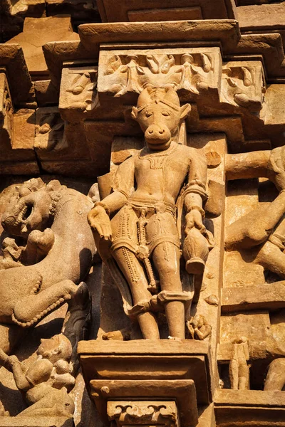 Beroemde beelden van Khajuraho tempels, India — Stockfoto