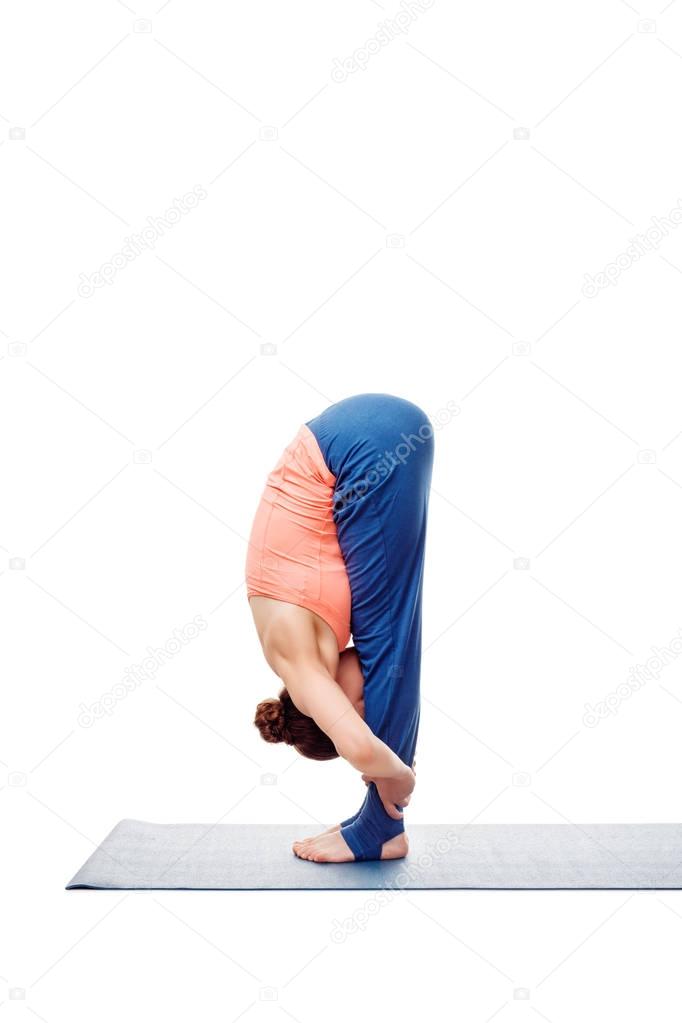 Woman doing Ashtanga Vinyasa Yoga Surya Namaskar Sun Salutation