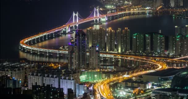 Busan, Coreia do Sul timelaps vista aérea — Vídeo de Stock