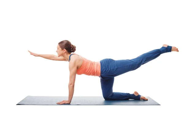 Woman doing Hatha yoga asana isolated — Stock Photo, Image