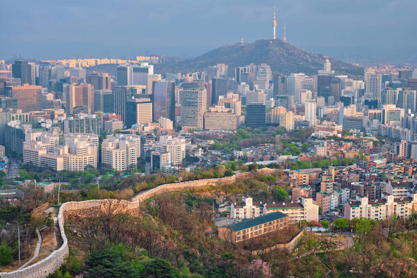 Seoul skyline on sunset, South Korea.