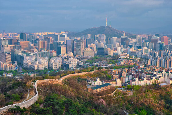 Seoul skyline on sunset, South Korea.