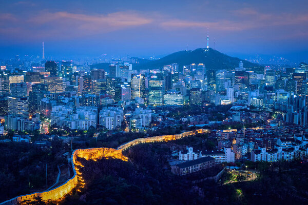 Seoul skyline in the night, South Korea.