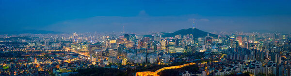 Seoul skyline in the night, South Korea.