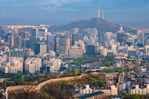 Seoul skyline on sunset, South Korea.