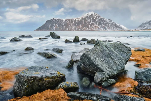 Rocky coast of fjord i Norge — Stockfoto