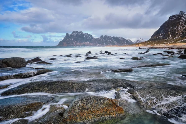 Norveç 'te fiyort plajı — Stok fotoğraf