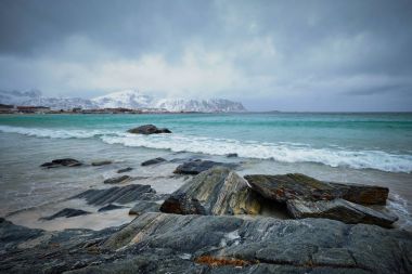 Lofoten islands landscape clipart