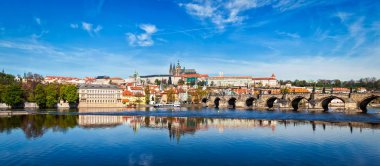Charles bridge over Vltava river and Gradchany Prague Castle a
