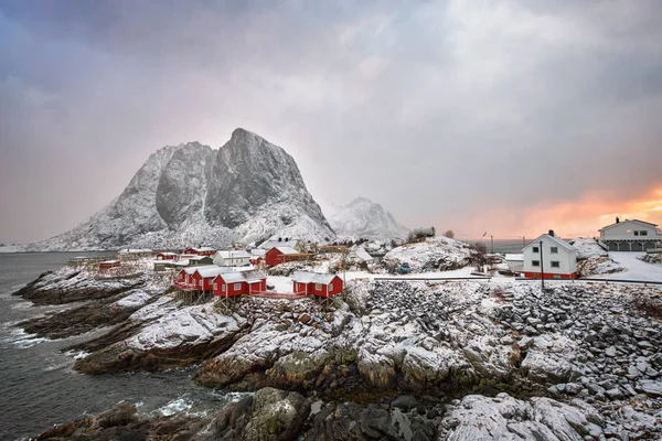 挪威Lofoten群岛Hamnoy渔村 — 图库照片