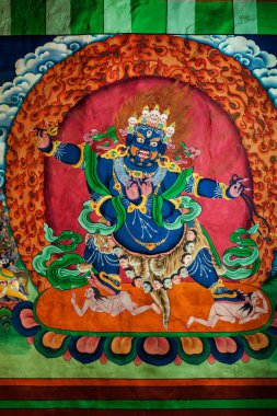 Hemis Manastırı 'ndaki duvar resmi. Ladakh, Hindistan