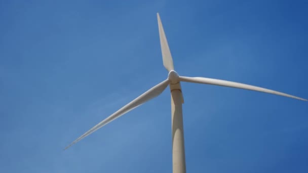 Wind generator turbine in sky — Stock Video