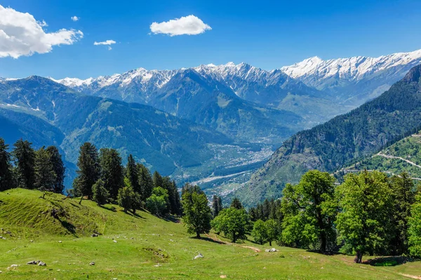 Lente in Kullu vallei in de Himalaya bergen. Himachal Pradesh, India — Stockfoto