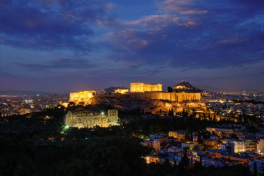 Parthenon Tapınağı ve Amfiteater Akropolis, Atina ve Yunanistan 'da antik mimari.