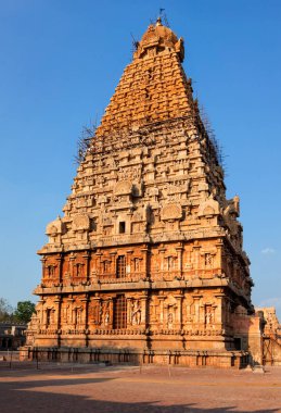 Brihadishwarar Tapınak Kulesi vimana. Thanjavur, Tamil Nadu, Hindistan