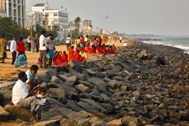 Kızılderili Birliği Puducherry Bölgesi 'nde deniz önü. Pondicherry, Hindistan
