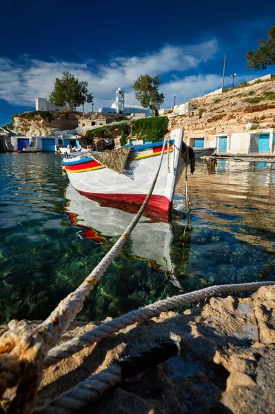 Fishing boars in harbour in fishing village of Mandrakia, Milos island, Greece — 图库照片