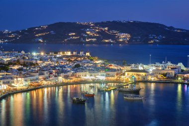 Tekneleri, Cyclades adaları ve Yunanistan 'daki Mykonos Adası limanı