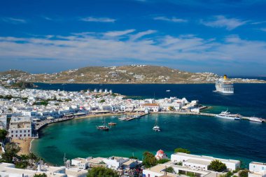 Tekneleri, Cyclades adaları ve Yunanistan 'daki Mykonos Adası limanı