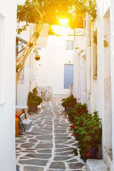 Pintoresca calle Naousa en la isla de Paros, Grecia — Foto de Stock