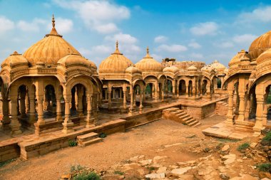 Bada Bagh cenotaphs Hindu tomb mausoleum . Jaisalmer, Rajasthan, India clipart