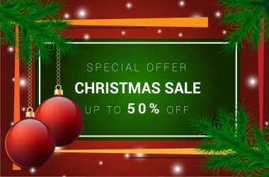 Noel indirimi afişi. Kış tatili indirimleri için vektör illüstrasyonu..