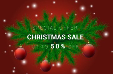 Noel indirimi afişi. Kış tatili indirimleri için vektör illüstrasyonu..