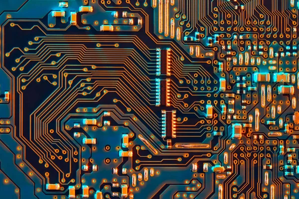 Circuito Elettronico Con Componenti Elettronici Come Chip Vicino Concetto Tecnologia — Foto Stock