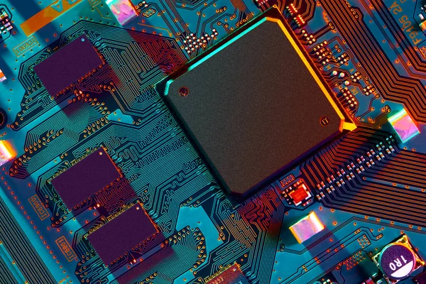 Elektronische Leiterplatte Mit Elektronischen Bauteilen Wie Chips — Stockfoto