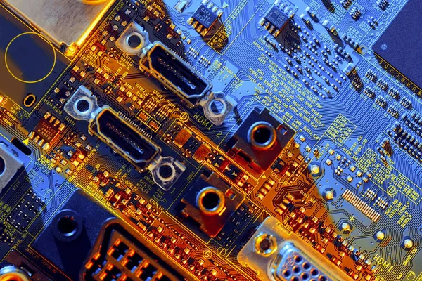 Electronic Circuit Board Electronic Components Chips Close — Stock Photo, Image