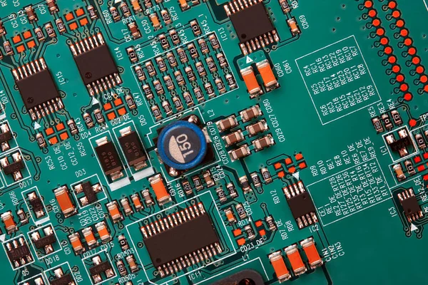 Elektronische Leiterplatte Mit Elektronischen Bauteilen Wie Chips — Stockfoto