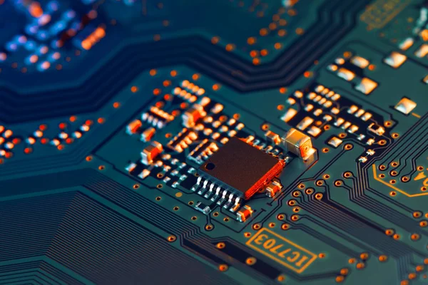 Elektronische Leiterplatte Mit Elektronischen Bauteilen Wie Chips — Stockfoto