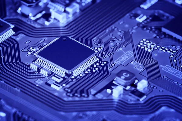 Elektronische Leiterplatte Mit Elektronischen Bauteilen Wie Chips — Stockfoto