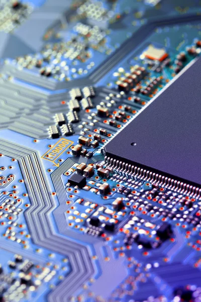 Circuito Elettronico Con Componenti Elettronici Come Chip Vicino — Foto Stock