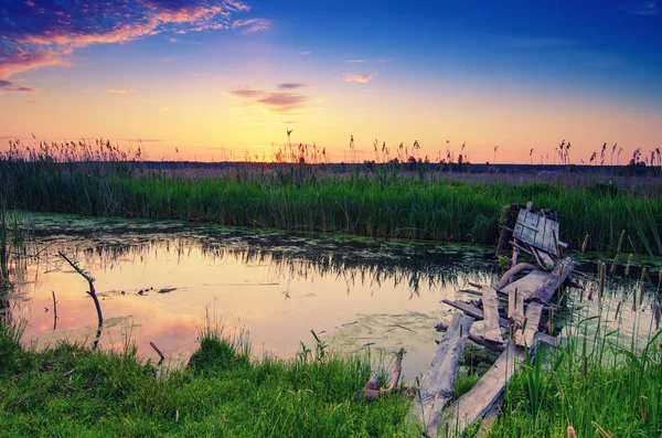 Alba estiva rurale — Foto Stock