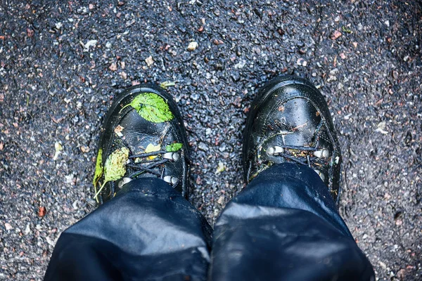 Wet trekking boots Stock Picture