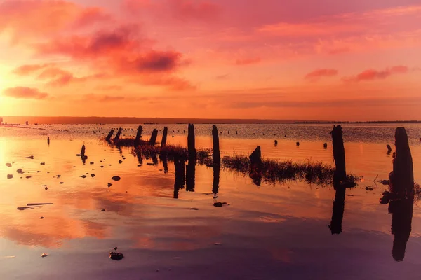 Sunset on the lake — Stock Photo, Image