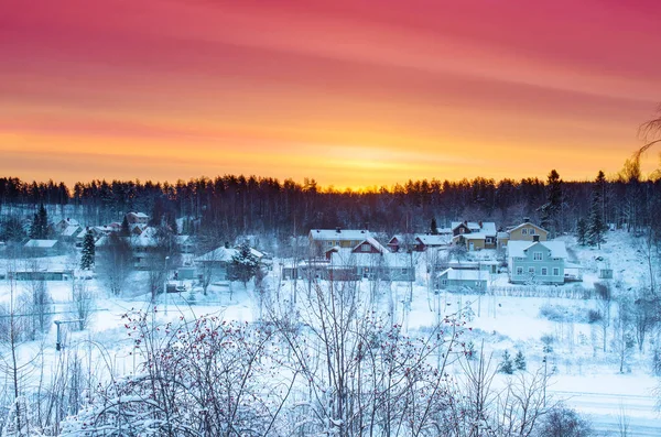 Inverno pôr do sol paisagem — Fotografia de Stock