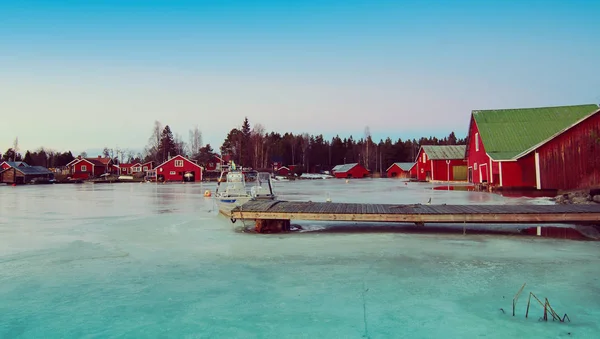 Ψαράς χωριό στο χειμώνα — Φωτογραφία Αρχείου