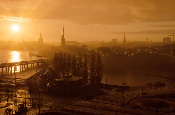 Estocolmo pôr do sol dourado — Fotografia de Stock