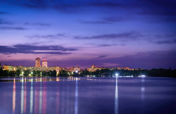 Night embankment with illumination — Stock Photo, Image