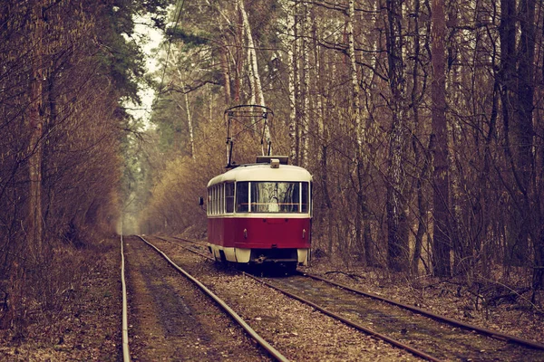 Вінтаж червоний трамвай — стокове фото