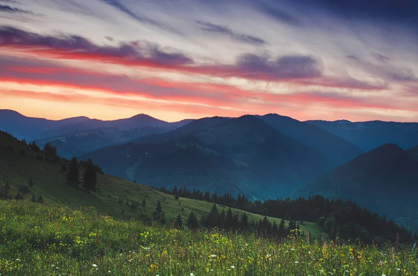 Färgglada berg solnedgång — Stockfoto