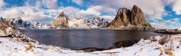 Hamnoy zimní panorama — Stock fotografie