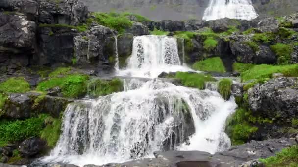 Waterval van Dynjandi in IJsland — Stockvideo