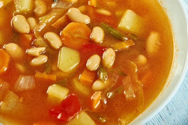 Israeli White Bean Soup, chicken broth and beans.