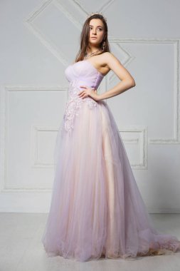 Stüdyoda poz veren hoş bir genç bayan.